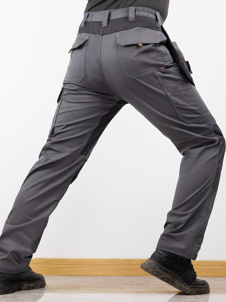 Men's Elastic Cargo Pants with Multiple Pockets, All-Season Style, 1pc