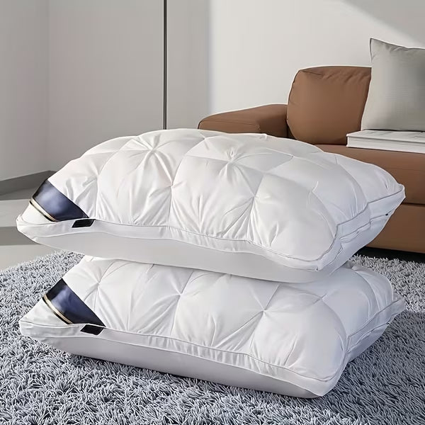 Set of 2 Pillows Designed for Sleep, Neck Support Pillow Cores, Luxurious Sleeping Pillows, Offering Balanced Support Ideal for Side, Back, And Stomach Sleepers. Part of a Hotel Collection, They Come in Vacuum-Sealed Packaging, Perfect for Home And Hotel