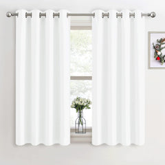 PONY DANCE Grey Blackout Thermal Insulated Curtains for Bedroom, 46 X 54 Inch Short Eyelet Curtains & Drapes, Soft Black Out 2 Panels for Window Living Room/Kitchen