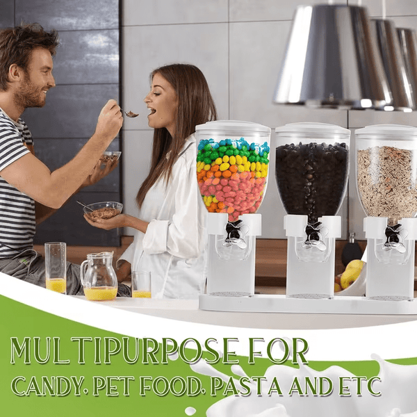 Triple Food Dispenser 3x 2L Cereal Container Countertop Dry Food Dispenser for Nuts Granola Cereal