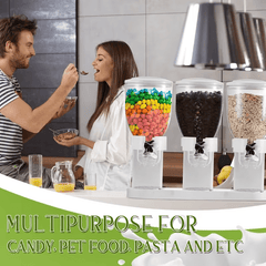 Triple Food Dispenser 3x 2L Cereal Container Countertop Dry Food Dispenser for Nuts Granola Cereal