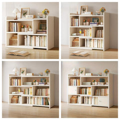 Expandable Desktop Bookcase, Freestanding Multi-layer Bookshelves, Adjustable Width Bookshelf Book Shelf Storage Unit, Multifunctional Storage Rack Book Shelf for Home Office Storage Organization