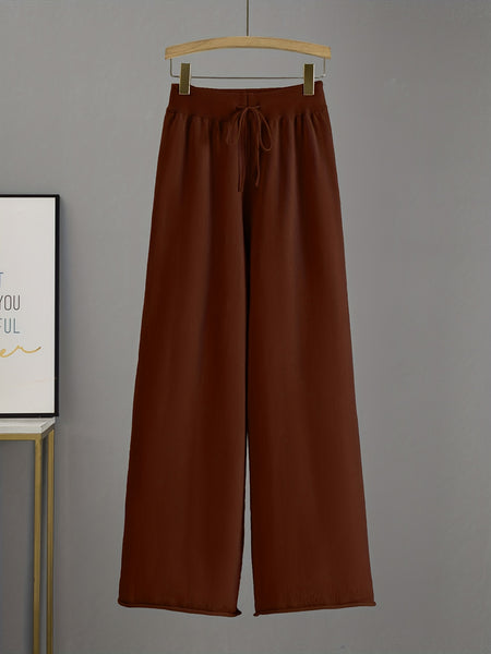 Directional Elegant New Fashion Casual Suit Pants Women'S Loose Sweater Wide Leg Pants Long Trousers Two-Piece Set