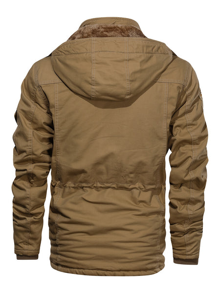 Men'S Thick Mid-Length Jacket with a Hood, Winter Parka for Warmth, Suitable for Outdoor Casual Wear, Featuring a Zip And Multiple Pockets, with a Removable Hat