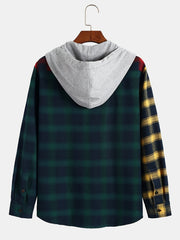 Men's Exquisite Gift: New College Style Trendy Hooded Cardigan with Contrast Color Multi-Patch Drawstring Pocket Design