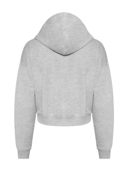 AWDis Ladies Cropped Zoodie Soft Comfortable Cotton Faced Fabric Brushed Back Fleece Drop Shoulder Design Relaxed Fit Long Sleeve Zip Up Hoodie Hooded Top Casual Everyday Wear Layering Street Style Lounging Travel Outfits Versatile Cropped Hoodie for Wome