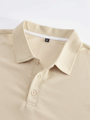 Men's Waffle Casual Suit Top Short Sleeve Turnover Collar Shirt Bottom Leisure Pants Comfortable and Clean Suitable for Spring and Summer Wear