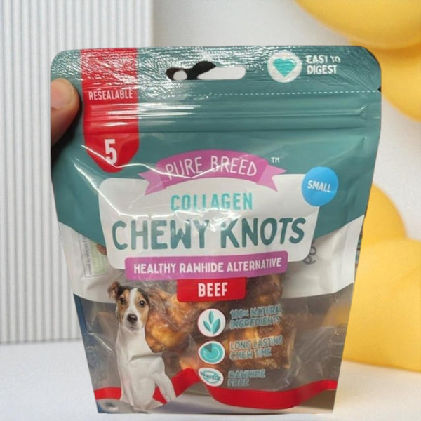 Collagen Chewy Knots for Dogs | Healthy Rawhide Alternative | Beef Flavour Long-Lasting Chews | Pack of 2 Assorted flavour