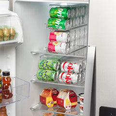Clearspace Drink Organizer for Fridge & Soda Can Dispenser - Fridge Organization & Can Organizer for Refrigerator Stackable Can Holder Dispenser with Lid - Holds 12 Cans Each, BPA Free - Set of 4