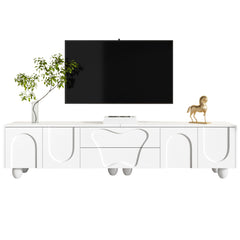 180cm Modern TV Stand for TVs up to 65 inches, Storage TV Cabinet with Solid Wood Legs, Black PB Board Entertainment Center for Living Room, Bedroom, Home Office - Scratch-Resistant, Spacious Shelves for Media Players & Game Consoles, Easy Assembly