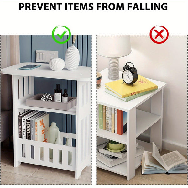 Modern Wooden Nightstand with Three Tiers, Measuring 49X46X29.5Cm, Suitable for Bedrooms, Living Rooms, And Hallways, Easy to Assemble, Can Also Serve As a Coffee Table