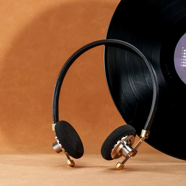Distant Mountain Retro over Ear Hifi Headsets OOTD Vintage Metal Wired Headphones with MMCX 3.5Mm Plug