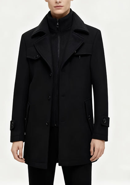 New Autumn And Winter 802 Detachable Double-Layer Collar Thick Velvet Blend Overcoat for Men