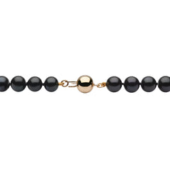 6-6.5Mm Cultured Freshwater Black Pearl Bracelet, 18Ct Yellow Gold