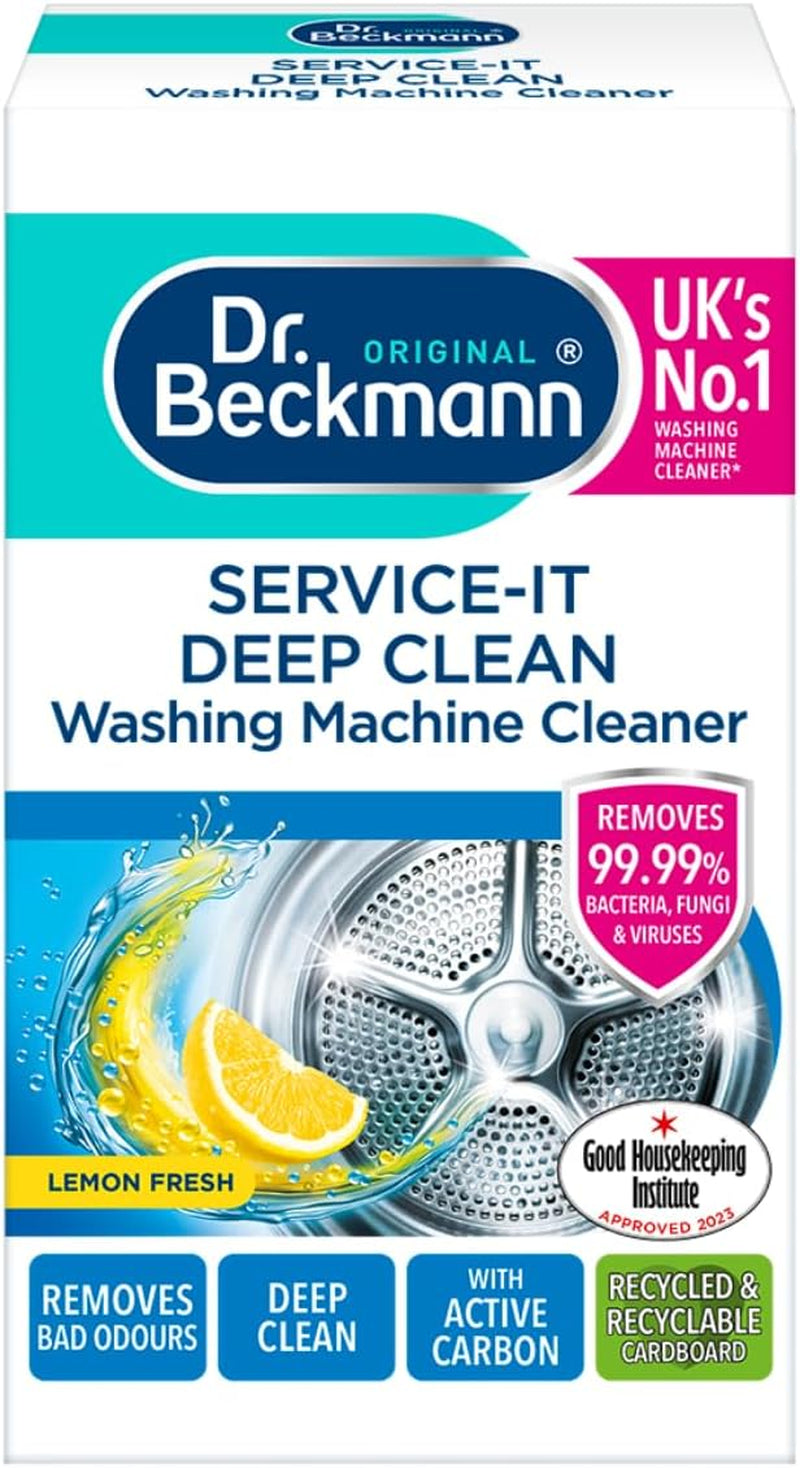 Dr. Beckmann Service-It Deep Clean Washing Machine Cleaner | Removes 99,99 % of Bacteria and Fungi and Viruses | Eliminates Bad Odours | 250 G