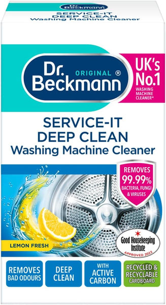 Dr. Beckmann Service-It Deep Clean Washing Machine Cleaner | Removes 99,99 % of Bacteria and Fungi and Viruses | Eliminates Bad Odours | 250 G