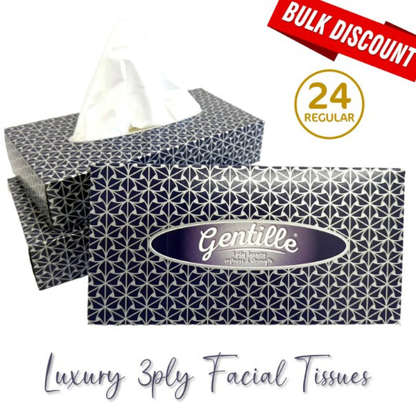 Gentille Facial Tissues Boxes 24 Pk Luxury Soft Strong Regular or Cube Box