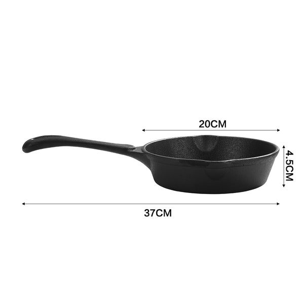 20cm Cast Iron Pot, Retro Portable Cast Iron Pot, Can Be Used for Camping/home Cooking, Even Heating, Size: 37*20*4.5cm (black)