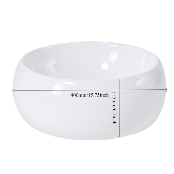 Ceramic Counter Top Sink Round 400*400*155mm Modern Bathroom Cloakroom Hand Washing Basin Sink Bowl with Waste Pipe Kits