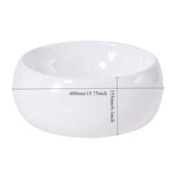 Ceramic Counter Top Sink Round 400*400*155mm Modern Bathroom Cloakroom Hand Washing Basin Sink Bowl with Waste Pipe Kits