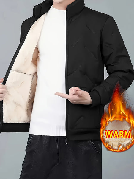 Men's 2pcs Casual Set: Fleece-Lined Thickened Jacket and Pants. Heavyweight Winter Sportswear with Zippered Cardigan Jacket, Fleece-Lined Warm Outerwear, Lamb's Lining. Matching Couple's Outfit for Men and Women. Leak-Proof Top and Pants with Elastic