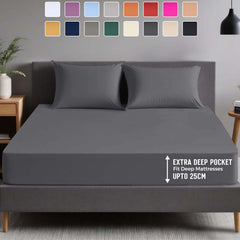 1pc Extra Deep Fitted Sheet, All seasons Bedding Ultra Soft Breathable Microfiber, Wrinkle-Free, Machine Washable, Hotel Quality All Sizes Available