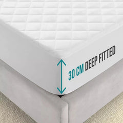 4B Quilted Waterproof Mattress Protector Extra Deep 30cm with Quilted Top Layer and All-Around Elastic, Designed for Stable Mattress Fit and Easy Maintenance, Suitable for Home Use, Guest Rooms and Let Properties, Available in Single Small Double 4FT Doub