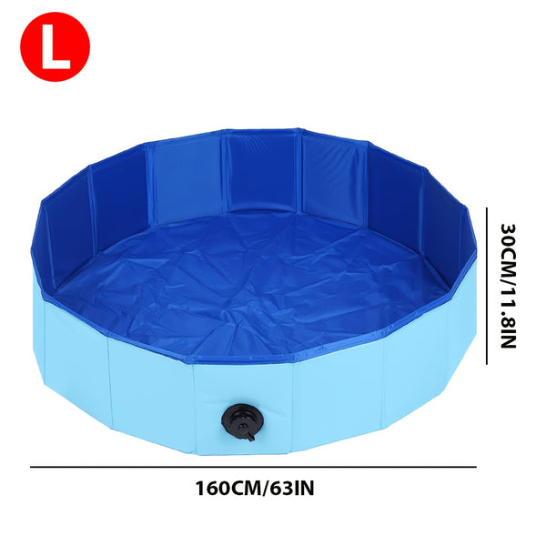 Heavy Duty Dog Swimming Pool, Dog Paddling Pool, PVC Board Pet Pool Quick Setup, Drainage Hole & Thickened Bottom For Small/Large Dogs Indoor & Outdoor Use