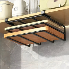 1 piece, black two-layer, no drilling cutting board rack, cabinet cutting board, cutting board storage rack, cabinet pull-out pot cover rack, sturdy and durable, strong load-bearing capacity, size: 26.5 cm W x 30 cm D x 6 cm H
