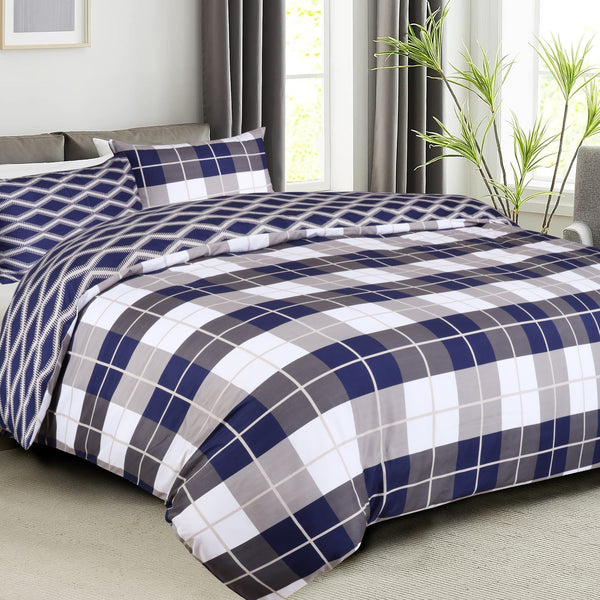 3-Piece Check Duvet Cover Set – Wrinkle-Resistant Modern Design, Ultra-Soft & Smooth Microfiber Bedding, All-Season Comfort, Machine Washable with Pillowcases, Available in All Sizes