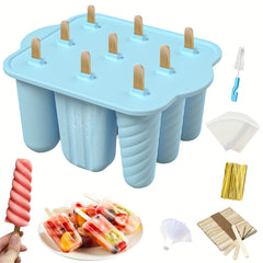 Ice Lolly Moulds, Silicone Popsicle Molds, 9 Cavities Ice Cream Moulds With 50 Sticks, 50 Bags, 50 Tie Wraps, Brush And Funnel
