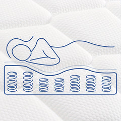 22/25cm Memory Foam Hybrid Mattress, Silent Innerspring & Pocket Springs for Cool-Sleep Comfort, Single,  Double, Double Sizes, Mattress In A Box