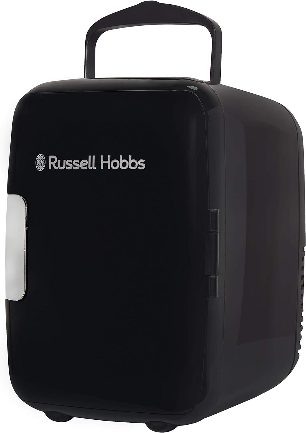 Russell Hobbs RH4CLR1001SCG 4L/6 Can Mini Portable Cooler & Warmer for Drinks, Cosmetics/Makeup/Skincare, AC/DC Power, Scandi Style, Grey & Wood Effect, for Bedroom, Home, Caravan, Car