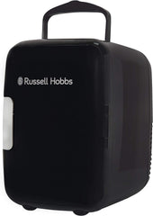 Russell Hobbs RH4CLR1001SCG 4L/6 Can Mini Portable Cooler & Warmer for Drinks, Cosmetics/Makeup/Skincare, AC/DC Power, Scandi Style, Grey & Wood Effect, for Bedroom, Home, Caravan, Car