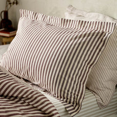 Yard Hebden 100% Cotton Burgundy Stripe Duvet Cover Set in 4 Sizes