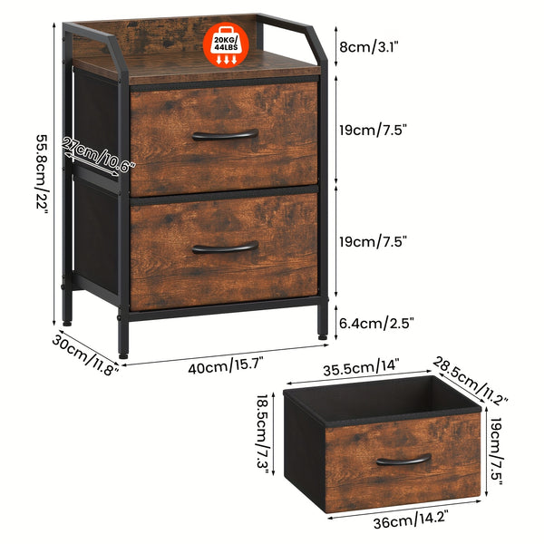 2 Drawers Bedside Table, Small Nightstand For Bedroom, Chest Of Drawers Bedroom, Storage Drawers For Living Room, Hallway