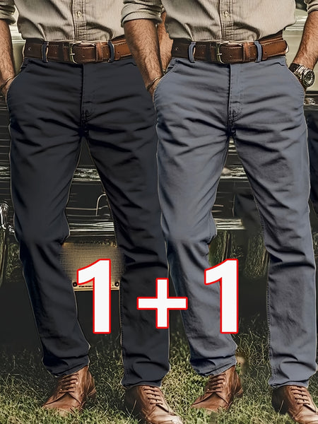 [Tongtongbang Selection OBM] 2pcs Set of Stretch Men'S Chino Pants, Light Business Semi-Formal Casual Straight Trousers