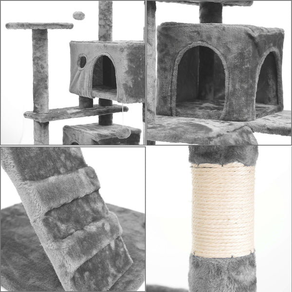 138 cm Cat Tree Tower – Multi-Level Cats Activity Centre with Scratching Posts, Condos, Ladder & Platforms – Indoor Cat Climbing House for Play, Rest & Fun