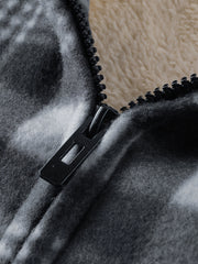 Men's Heavyweight -Lined Hooded Jacket - Full-Zip Plaid Thickened Shirt with Pockets and Adjustable Drawstring, Comfortable and Warm for Autumn and Winter