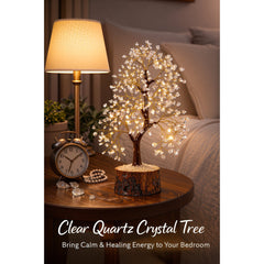 Clear Quartz Crystal Tree of Life – Natural Healing Crystal Decor for Home Office Desk, Spiritual Feng Shui Ornament, Positive Energy Crystal Gift for Women & Men, Meditation Reiki Decor, Living Room Ornament, Gift Box Included with Mini Crystal Guide