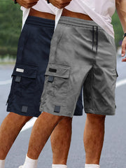 Set of 2 Men'S Summer Casual Woven Strap Cargo Shorts