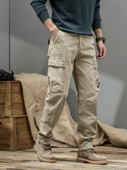 Men's Casual Cargo Pants, Multi-pocket, All-season American Street Style Loose Straight-leg Pants,  Blend, Machine Washable, Suitable for Casual Wear, Practical Workwear, Leisure Cargo Design, for Daily Outings and Travel