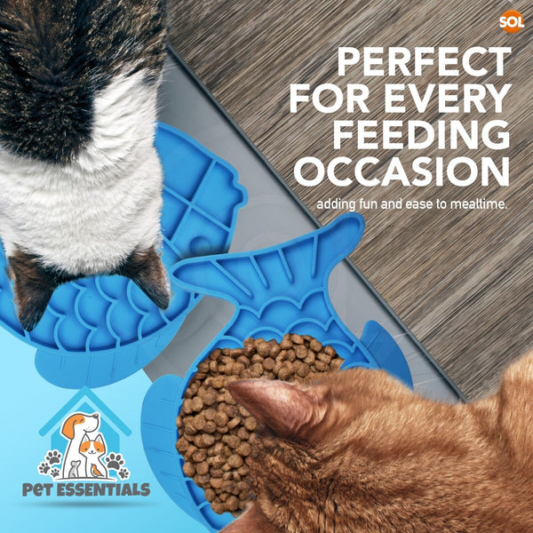 2 Pack Cat Lick Mat with Spatula | Silicone Pet Feeding Mat with Suction Base | Dog & Cat Licky Pad for Treats, Wet Food & Paste | Slow Feeder Textured Lick Mat for Pets | Easy Clean Dishwasher Safe Pet Food Placemat