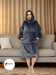 ELAFY - Casual Oversized Hoodie – Plain Pullover Sweatshirt for Everyday Wear, Soft Fabric with Pocket and Hood