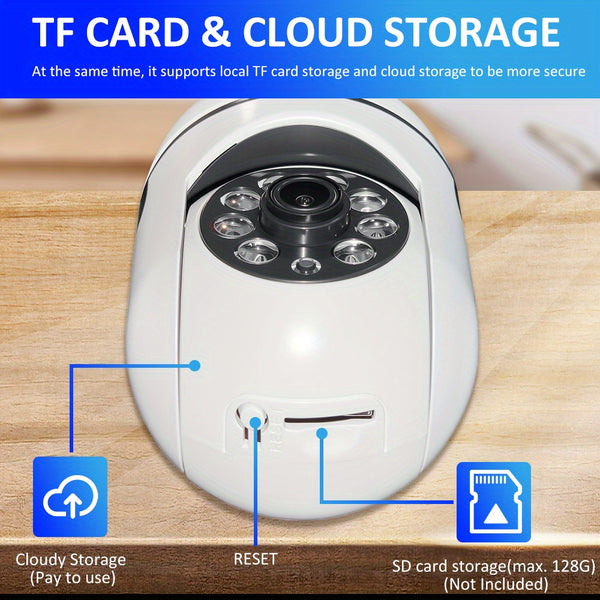 2pcs Smart Home Surveillance, Full Color Night Vision Wireless 2K Indoor/ Outdoor Camera, Intelligent Alarm, Two-Way Audio, Pan/ Tilt 2.4G Wi-Fi Security Camera with Motion Tracking, Suitable for Family and Pets