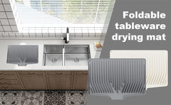 Dish Drying Mat with Drainage - 48 X 34.5cm Silicone Dish Drying Mat for Dishes, Dish Drying Mat, Heat Resistant, Non-Slip, Dish Drying Mat, Draining Board Washing Mat Drying Mat for Crockery Cutlery Drip Tray