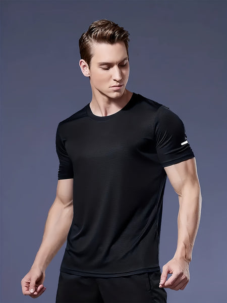 14pcs Printed Design Men's Casual Sportswear Set, Quick-dry Breathable Men's Short-sleeve Round-neck T-shirt and Elastic Waist Shorts with Pockets, Suitable for Spring, Summer, and Autumn Sports Activities and Fitness Workouts
