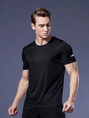 14pcs Printed Design Men's Casual Sportswear Set, Quick-dry Breathable Men's Short-sleeve Round-neck T-shirt and Elastic Waist Shorts with Pockets, Suitable for Spring, Summer, and Autumn Sports Activities and Fitness Workouts