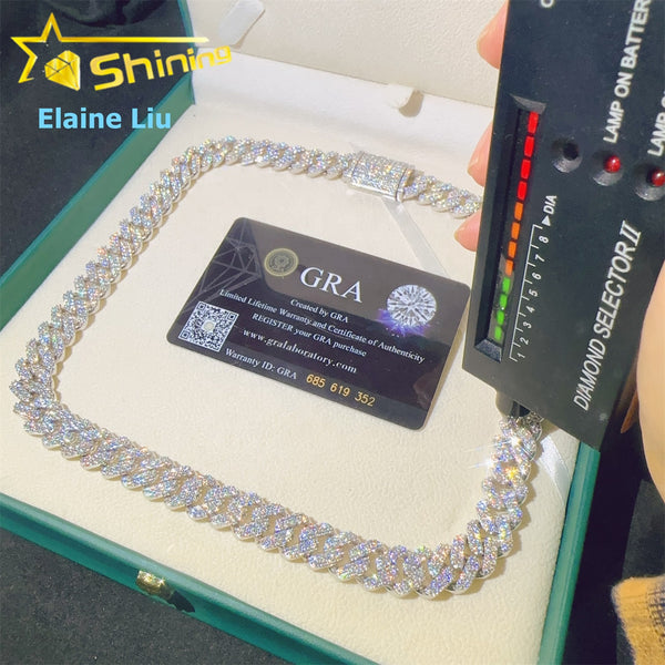 Authentic 925 Silver moissanite Cuban Chain | High-End Streetwear Item, Elegant Style, 18K Gold Plated for Valentine'S Day