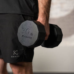 Centr 210Lbs (95Kg) Rubber Dumbbell Set with Weight Rack